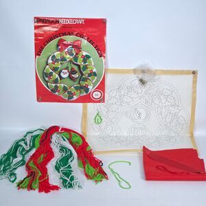 Vintage Paragon Needlecraft Holly Wreath Kit 6344 Christmas Needlepoint Wall